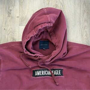 American Eagle Hoodie Mens 3XL Red Sweatshirt Logo Graphic Y2K Grunge
